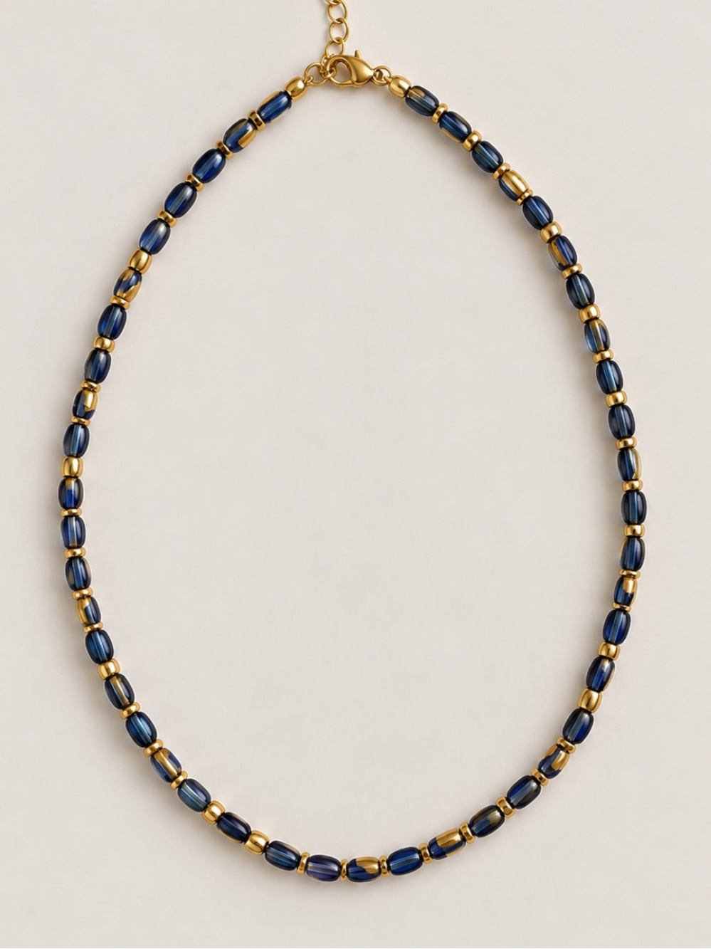 New! Navy Blue Lucite Gold Beaded Necklace NWOT 4003